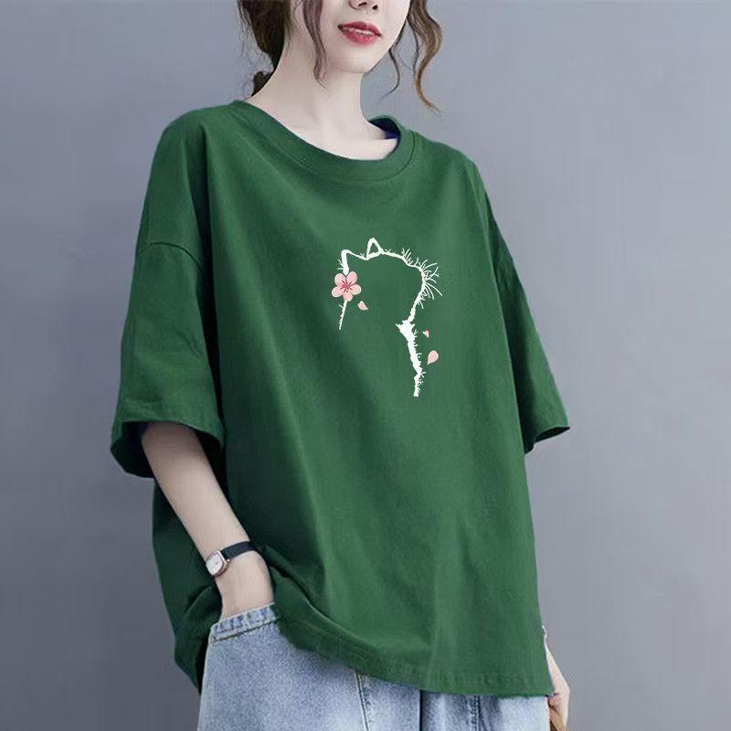 Summer Women Cotton Short-sleeved T-shirt Women Loose Tops