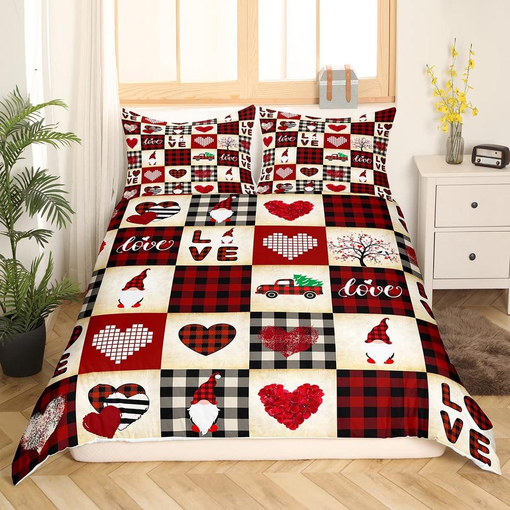 Romantic Theme Red Rose Three-Piece Quilt Cover 3D Digital Printing Bedding Set Bed Cover