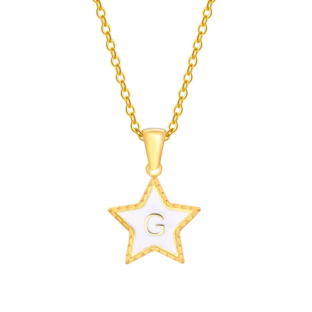Initial Alphabet A-Z 26 Letter Star Pendant Necklaces for Women,Cute Romantic Stainless Steel Charm Necklace Name Collar Jewelry