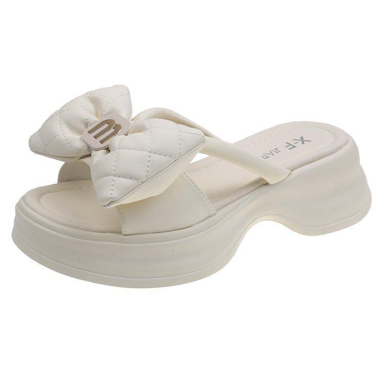 Cool slippers women wear versatile summer sandals, new summer cute fashion bow ins tide