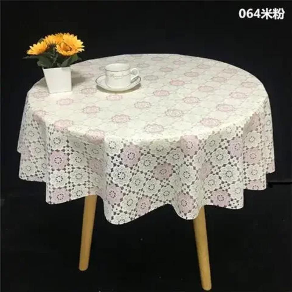Pvc Desk Mat Printed Dustproof Table Cover Round Lace Table Waterproof Oil Resistant Scald Resistant Round Tablecloth