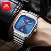 OPK 6041 Elegant Square Man Watch Steel Strap Waterproof Luminous Auto Date Men's Watches Original Quartz Wrist Watches for Men