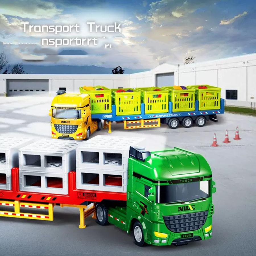Simulation alloy die-cast freight roadblock fruit and vegetable transport truck baby large car model toy children's gift