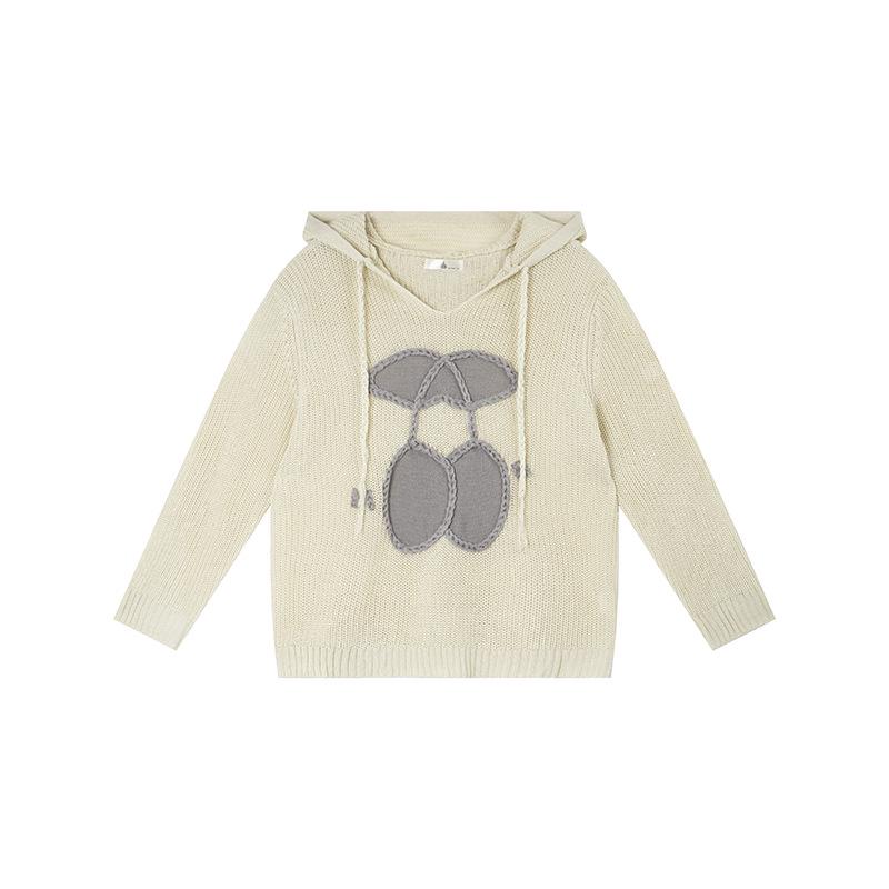 

Shuangtian Women s Plus Size Cherry Drawstring Hooded Knit Pullover - Spring 2026 3XL