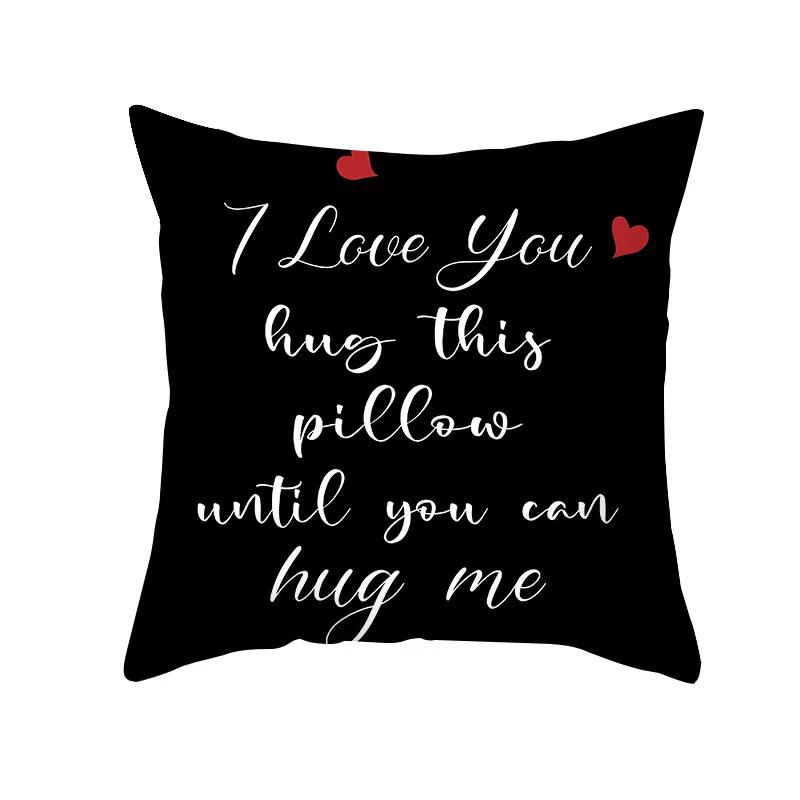 Valentine's Day Wedding Couple Gift Decorative Cushion Cover 45x45cm Throw Pillowcase Letters Heart Love Printed Pillow Covers
