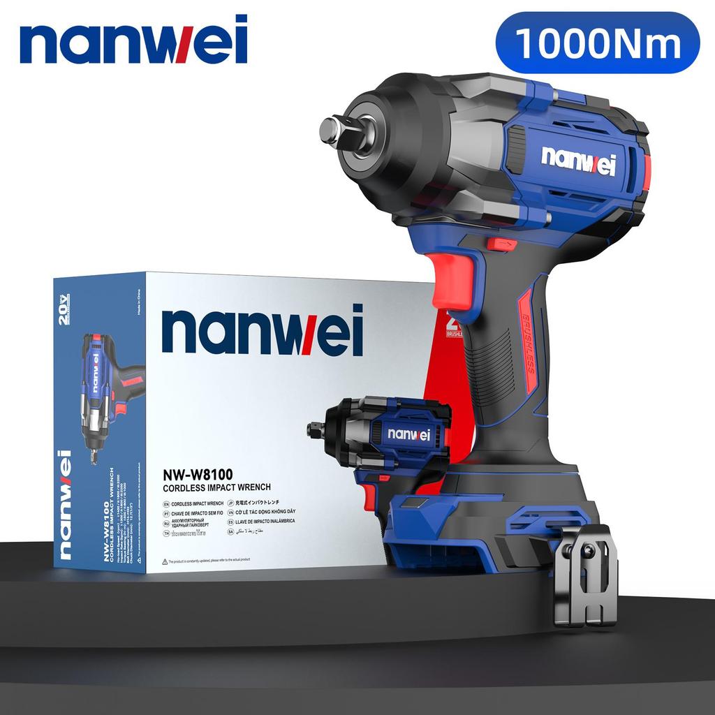 1000N NANWEI Electric Impact Wrench, size 1/2, adjustable torque 500N/800N/1000N, max. speed 2300 rpm