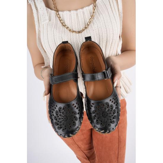 Shoes and Sandals Mostra Padded Thermo Sole Genuine Leather Glazed Women's Leather Casual Shoes