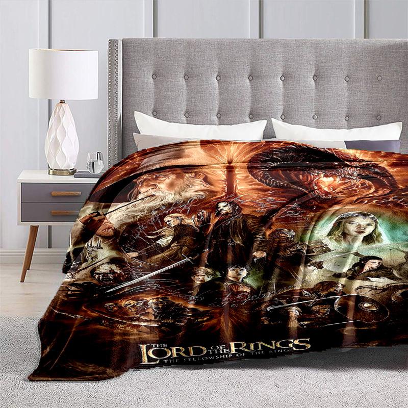 1 Stück Herr der Ringe: Cartoon-Decke für Freunde, Tragbare Decke für Reisen & Camping, Gemütliche Ganzjahresdecke, Ideales Geschenk