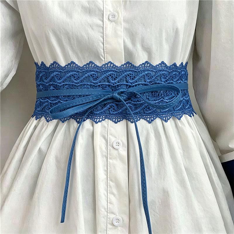 Vintage Boho Spitze Schleife Taillengürtel Breiter Dekorativer Spitzen Gürtel Mit Gezacktem Rand Breiter Taillenabschluss Für Kleider Röcke Und Freizeit Outfits
