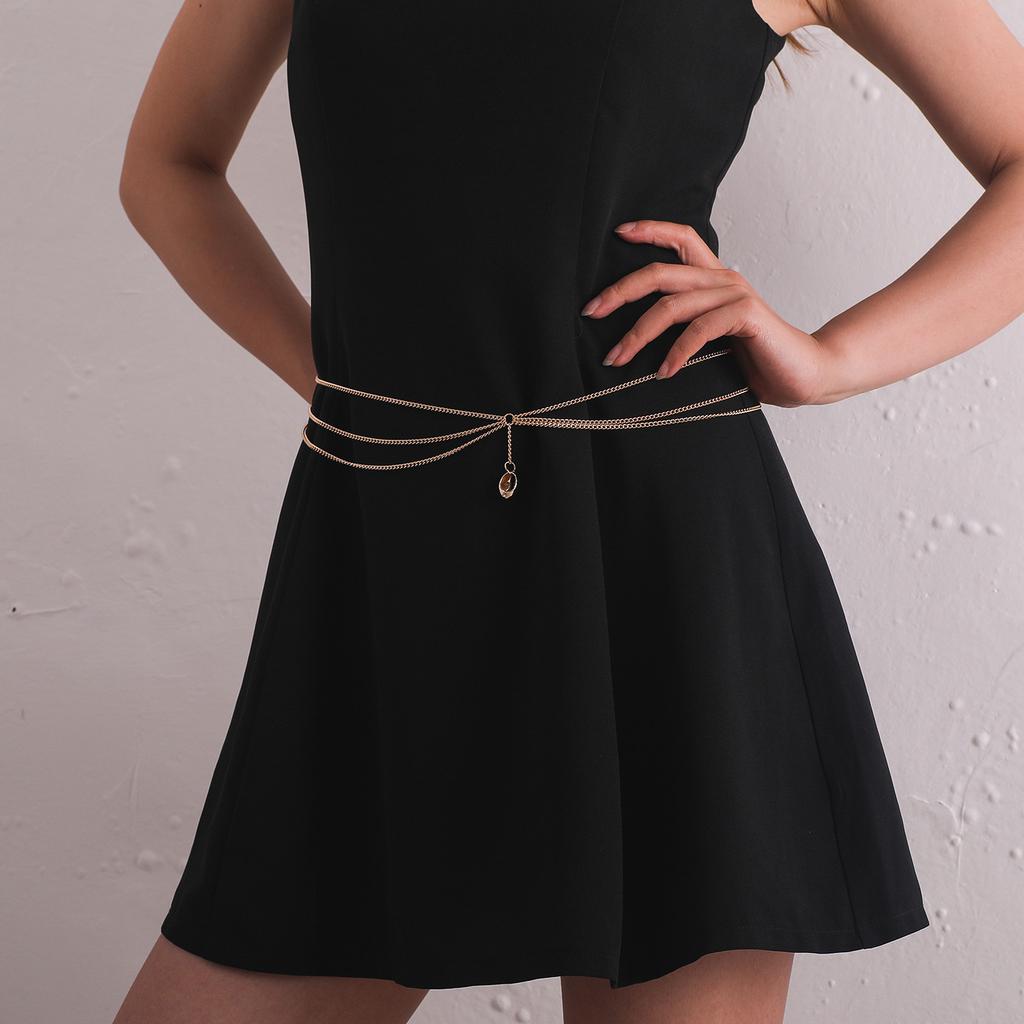 Europe, America, multi-layer alloy chain, shell pendant, body chain, female, sexy punk metal waist chain.