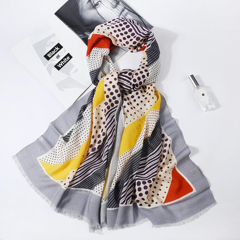 Winter Wool Scarf Women's Long Thermal Scarf Shawl Dual-purpose