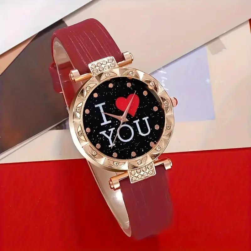 Elegant Women's 5-Piece Watch & Jewelry Gift Set: Quartz Watch, Necklace, Ring, Earrings