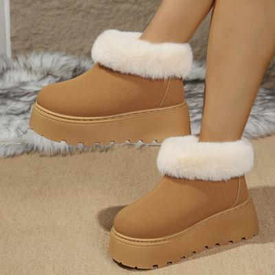 Damen Stiefel Winter Dicksohlige Bequeme Plateau Schuhe 2025 Neue Schneestiefel Damen Vielseitige Schlupfstiefeletten