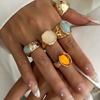 5Pcs/set Fashion Stone Decorated Stacked Ring Set Trendy Exquisite Rings Jewelry for Birthday Gift