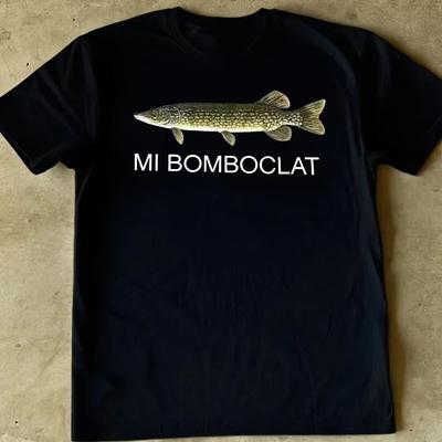 Mi Bomboclat Vzor Ryby Potisk Bavlněná Trička Módní Ležérní Krátký Rukáv Kulatý Výstřih Sportovní Outdoorové Topy Unisex