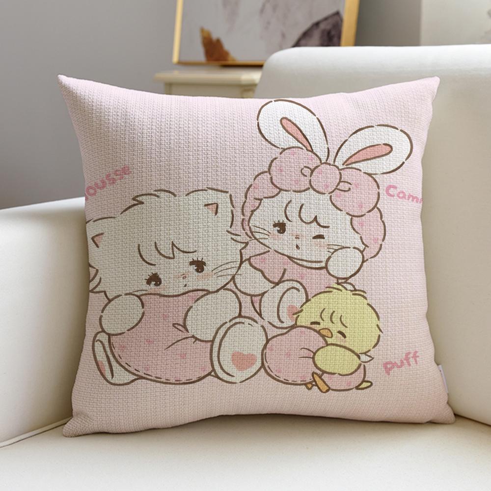 Cute MmikkoS Cushion Cover Breathable and skinfriendly linen pillowcase square removable and washable cushion