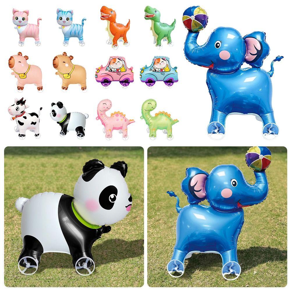 Drawing Foil 4D Dinosaur Balloons With Wheels Foil Balloons With Wheel Birthday Festivity