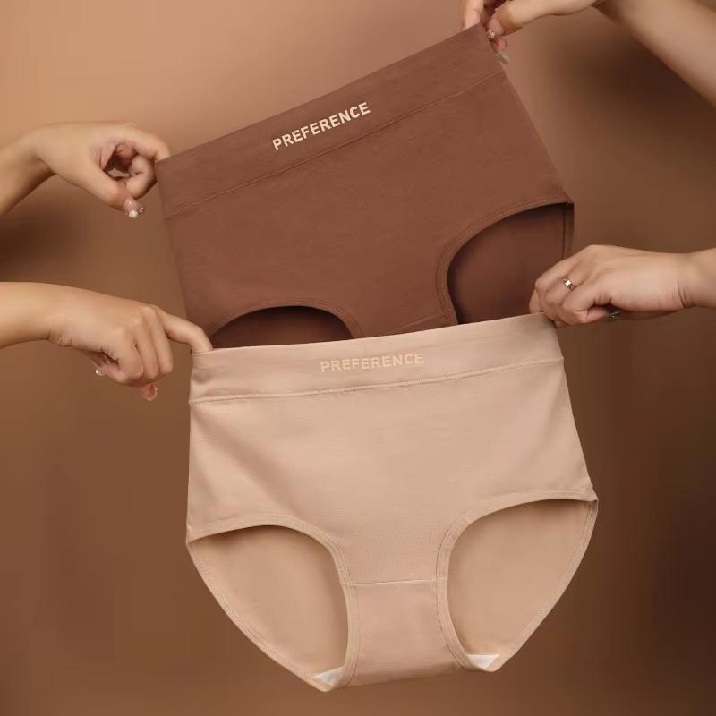3PCS Women High Waist Briefs Pure Cotton Breathable Underwear, Plus Size Soft Ladies Triangular Panties Lingerie
