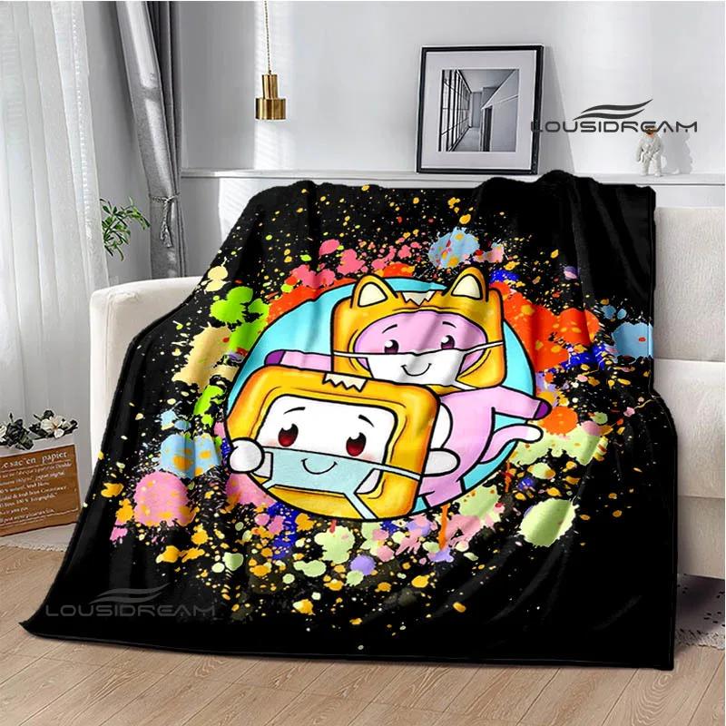Lankybox Foxy Boxy cute Printed blanket picnic blanket Flannel Warm blanket Soft Cozy Blanket Home travel blanket Birthday Gift