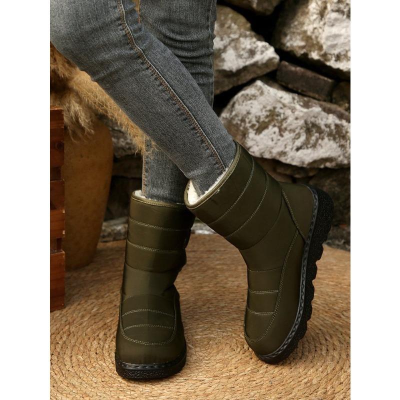 Winter new cloth medium tube snow boots women's high-top waterproof cotton shoes casual short tube velvet large size cotton boots