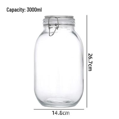 Szklany słoik wielofunkcyjny, szczelnie zamykany, 3000 ml