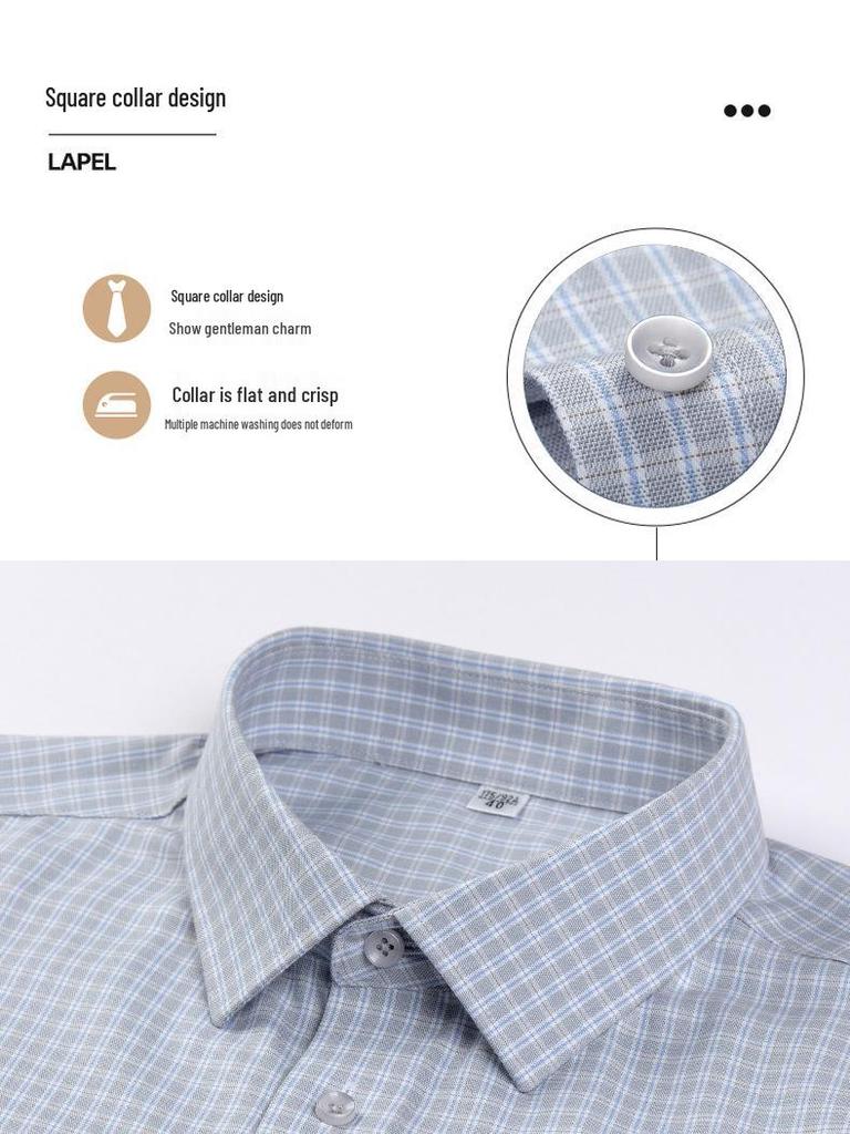 Men's Non-Iron Long Sleeve Cotton Shirt: Business Casual Solid & Stripe