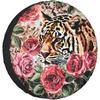 Leopard Rose Spare Tire Cover Waterproof Dustproof Polyester Protector for SUV Truck RV