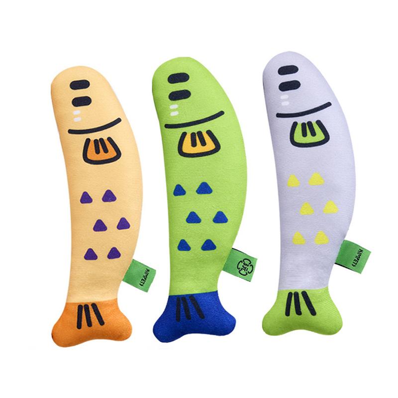 Cute Realistic Linen Fish Catnip Toy for Cats Bite Resistant Squeak Teeth Grinding Sleeping Plush Pillow Kitten Toy Jouet Chats