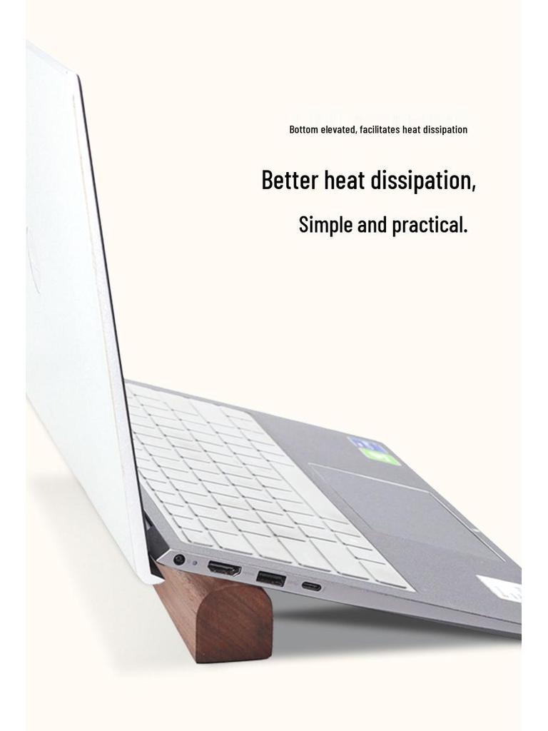 Walnut Wood Portable Laptop Stand with Cooling and Neck Protection