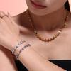 Mixed Color Titanium Steel Necklace & Bracelet Set with 3A Zircon and Full Diamond, Fade-Resistant PVD Plating