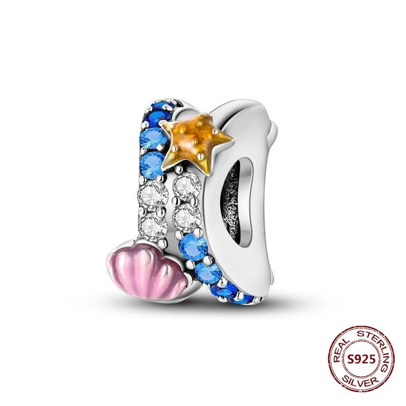 Copper Buckle Copper Charm Blue Star Moon Bead Butterfly Suitable For Original Bracelet Zircon Fine Diy Jewelry