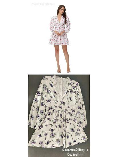 Short Lace Print Dress