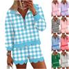Women's Fashion 2 Piece Outfit Long Sleeve Collared Top and Wavy Hem Shorts Set for Casual Wear