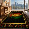Luxury Imitation Cashmere-like Lion & African Tribal Print Mat - Black & Golden Large Area Mat, Plush Soft Texture for Living Room, Bedroom, Outdoor