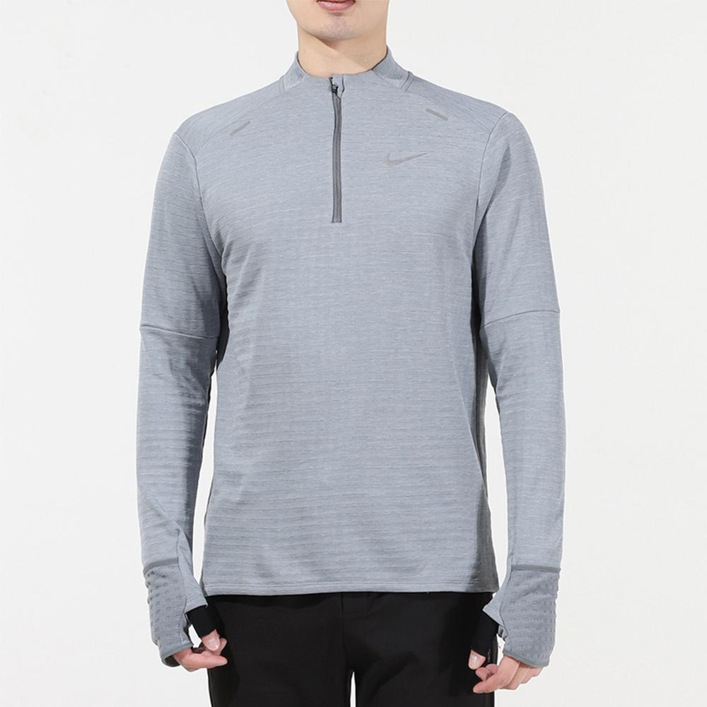 Nike Sports Logo Solid Color Stand Collar Long Sleeve T-Shirt Men Tops Light-Grey DD5663-084