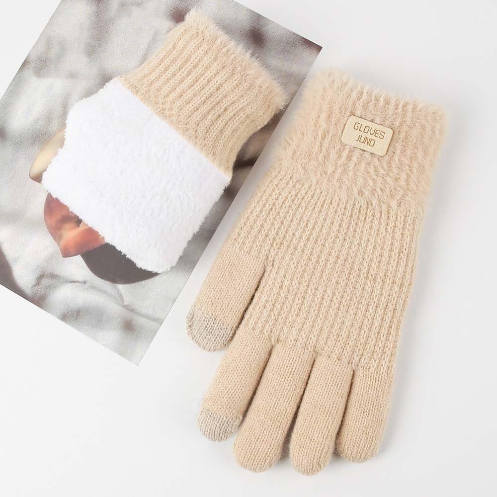 Thickened Winter Gloves Anti-cold Mittens Plush Knitted Gloves Gifts