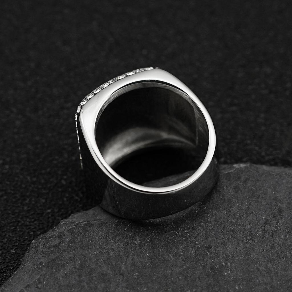 Titanstahl Diamantbesetzter Herren Hip Hop Quadratischer Ring