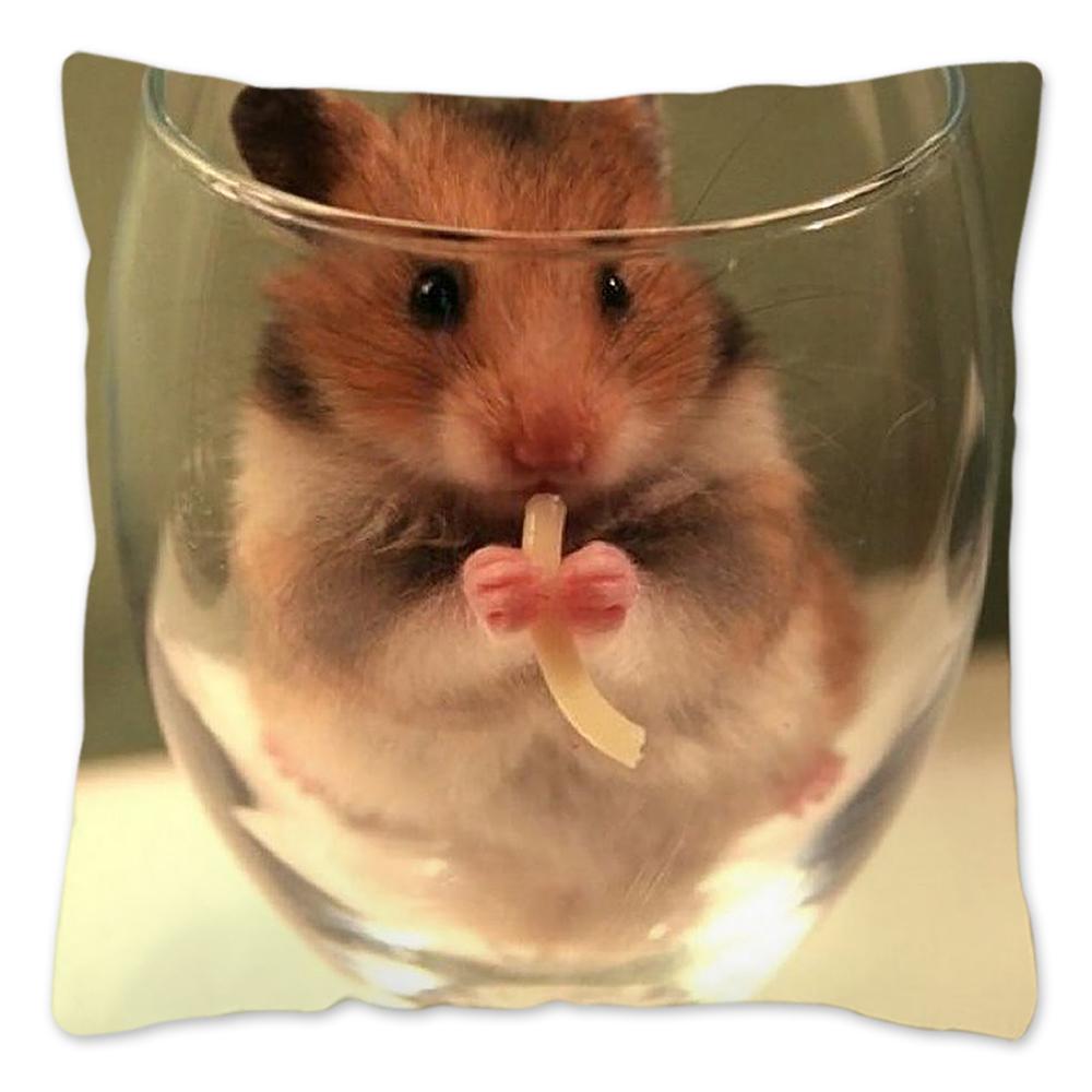 Funny Hamster Meme Pillow Cover Home Decor Polyester Cushion Cover for Sofa Car Cute Pillow Case Cojines Decorativos Para Sofá