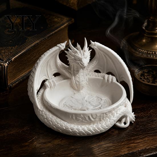 3D Printed Dragon Decor Gothic Jewelry Tray, Figurine, Mythical Creature Desktop Decorative Trinket Dish Organizer for Keys Coins Rings, Dark Fantasy