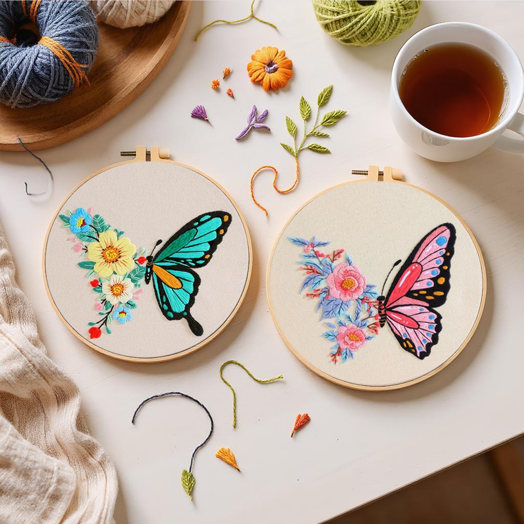 4 Pack Animal DIY Embroidery Kit with Embroidery Hoop Embroidery Starter Kit for Beginners Adults Hand Craft Lover Gift