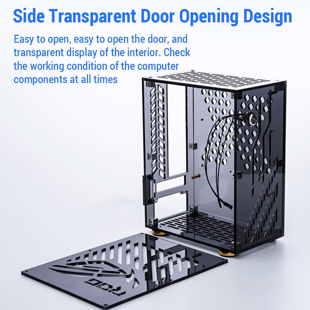 Tragbares kleines Computergehäuse Plexiglasschale Kompaktes PC-Gehäuse Desktop-PC-Gehäuse Mini-ITX-Mainboard FLEX-Netzteil