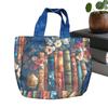 Quilted Tote Bag for Women Book Floral Design Purse Vintage Shoulder Bag for Women for Teacher Students School College Work