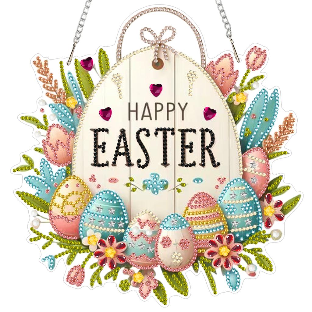 Easter 2D/Flat DIY Acrylic Special Shape Hanging Gem Art Paintings Charm Single Side Drill Diamond Painting Hanging Pendant