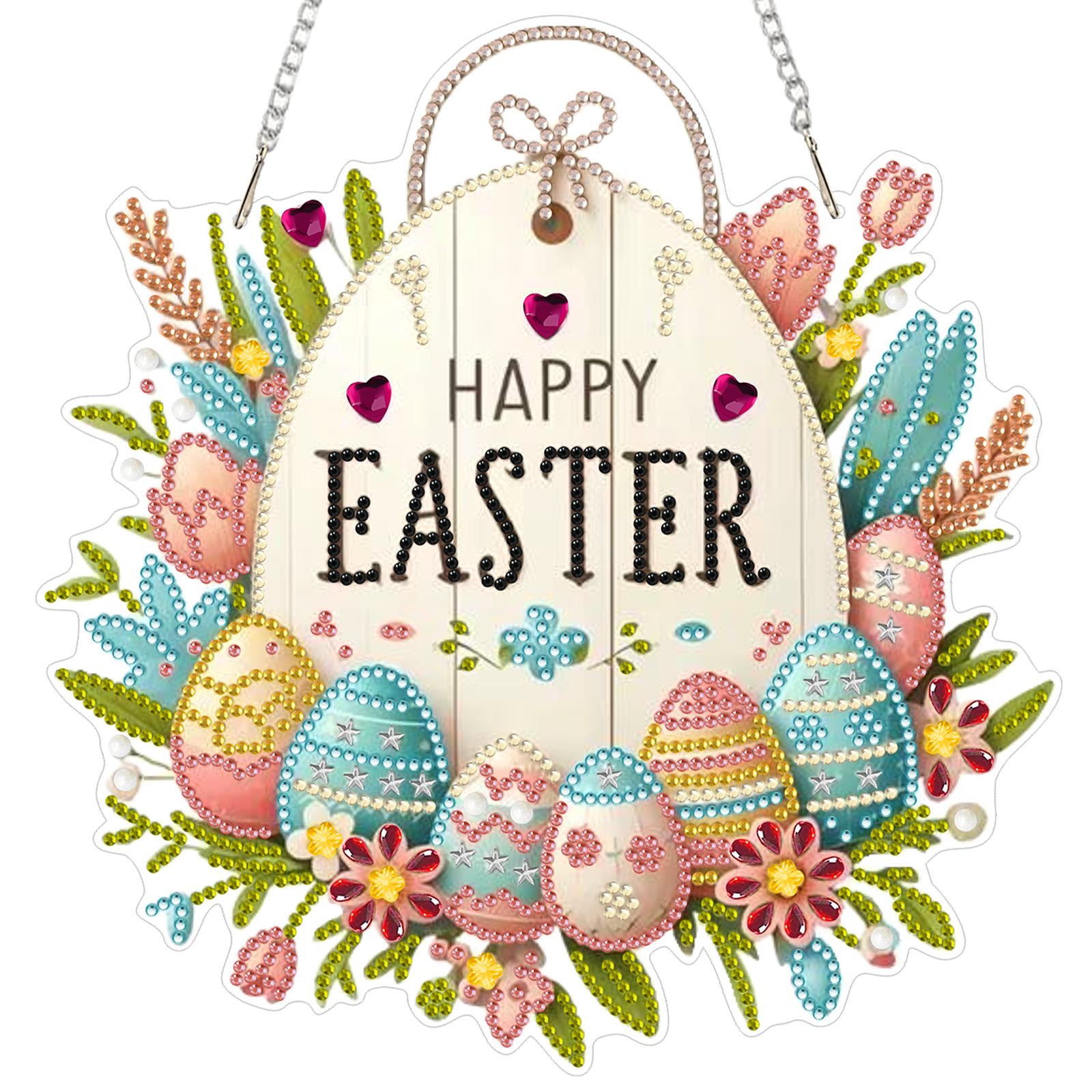 

Easter 2D/Flat DIY Acrylic Special Shape Hanging Gem Art Paintings Charm Single Side Drill Diamond Painting Hanging Pendant