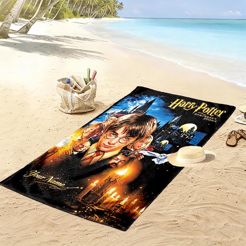 Name Custom Hogwarts Print Beach Towel, Large Soft Quick Dry Towel for Beach Camping Swimming