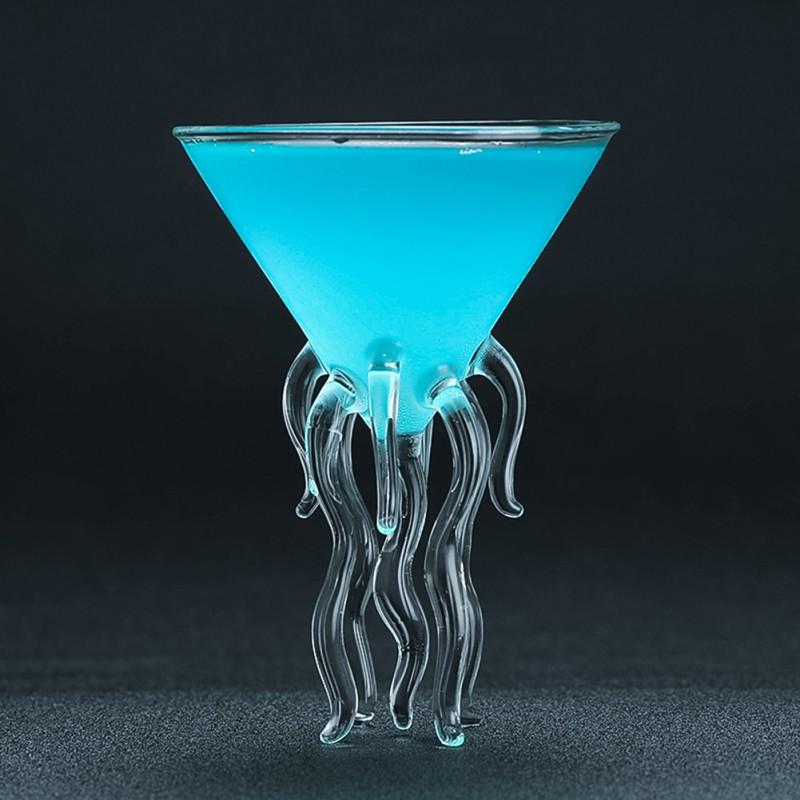 Creative Octopus Cocktail Glass Goblet Glass Bar KTV Nightclub Party Drinking Cup Transparent Jellyfish Glass Cup Wine Champagne