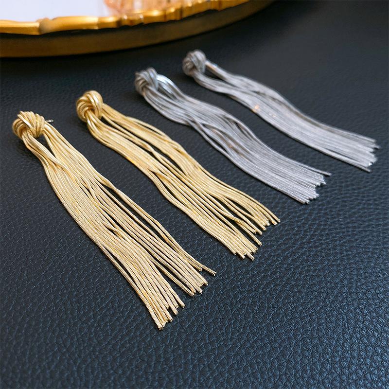 Statement Fashion Knot Long Tassel Earrings For Women Personality New Metallic Jewelry Wholesale