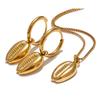 Yhpup Stainless Steel 18k Gold Color Metal Shell Hoop Earrings Necklace Fashion  Jewelry Set Women Waterproof Allergy Prevention