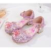 Girls' Sandals Fashion New Spring Autumn Summer High Heel Elsa Closed-Toe Girls' Little Princess Elsa Crystal Children's Shoes