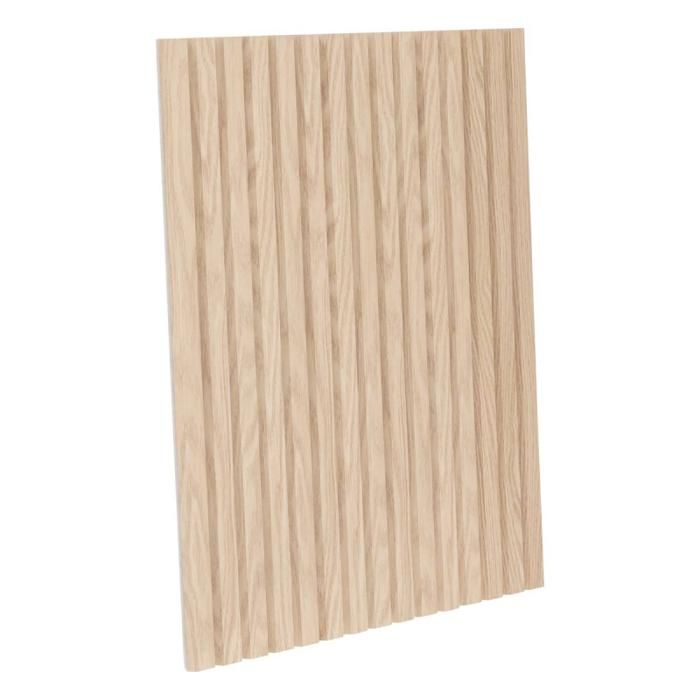 Painel decorativo ripas madeira Colva - 60 x 60 x 2,1 cm - Efeito Carvalho Claro fundo Bege